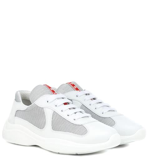 prada white knit sneakers|Prada leather sneakers women's.